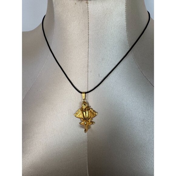 24k Gold Plated Golden Jet Pendant Necklace Handmade In Columbia With Certificat - Picture 13 of 16